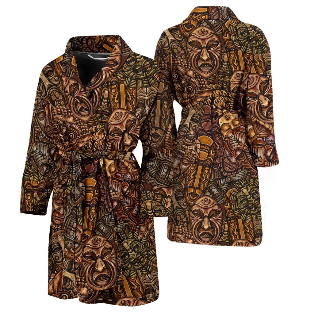 Pattern Print Totem Men Long Robe-grizzshop