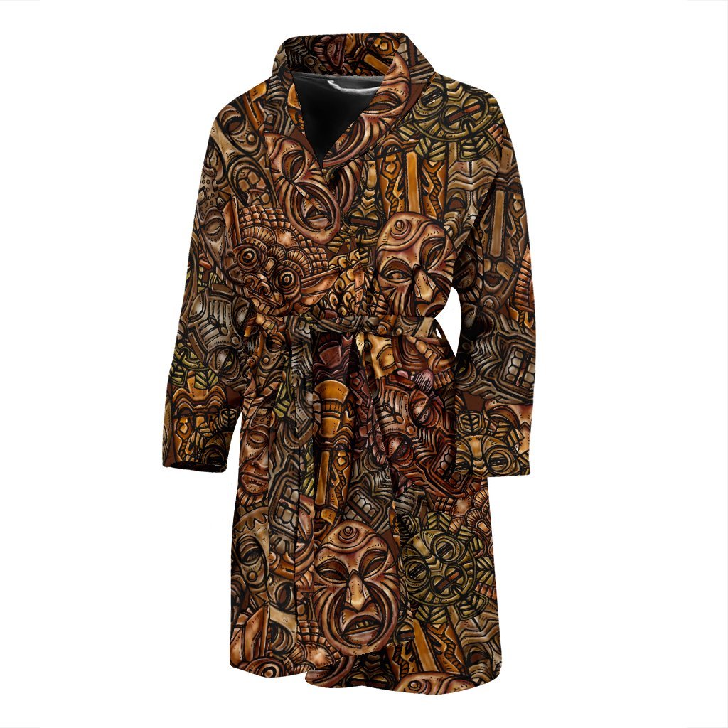 Pattern Print Totem Men Long Robe-grizzshop