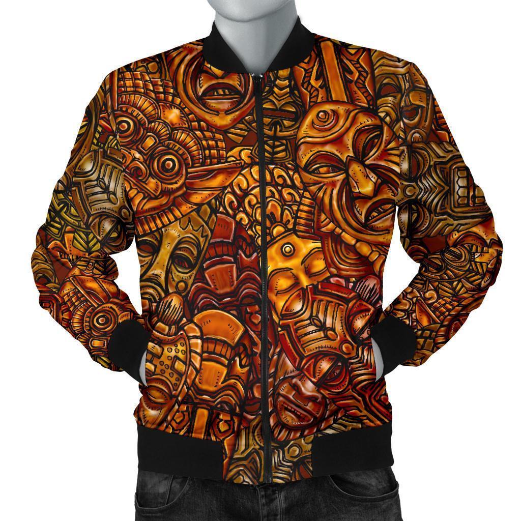 Pattern Print Totem Men's Bomber Jacket-grizzshop