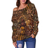 Pattern Print Totem Women Off Shoulder Sweatshirt-grizzshop