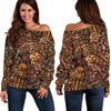 Pattern Print Totem Women Off Shoulder Sweatshirt-grizzshop