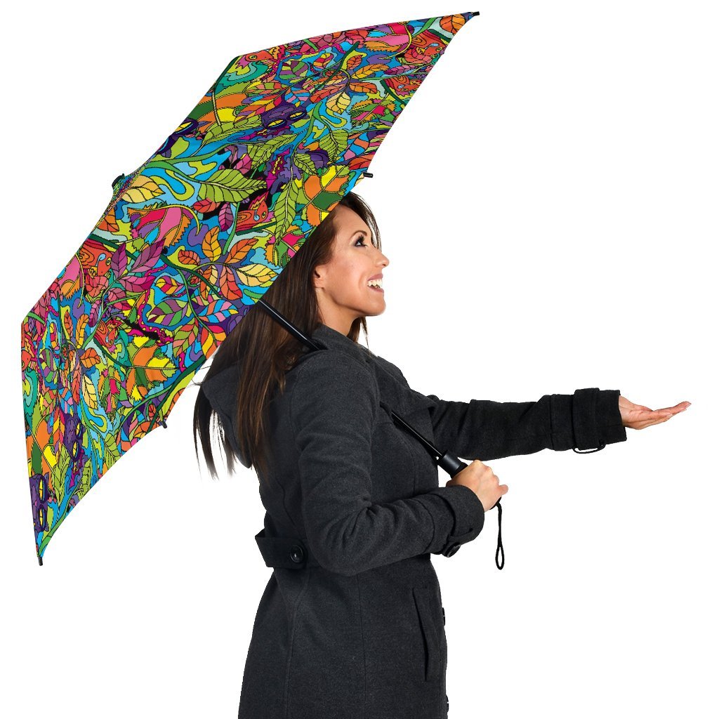 Pattern Print Trippy Automatic Foldable Umbrella-grizzshop