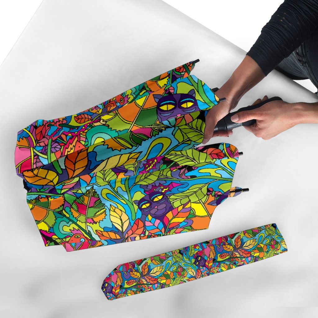 Pattern Print Trippy Automatic Foldable Umbrella-grizzshop