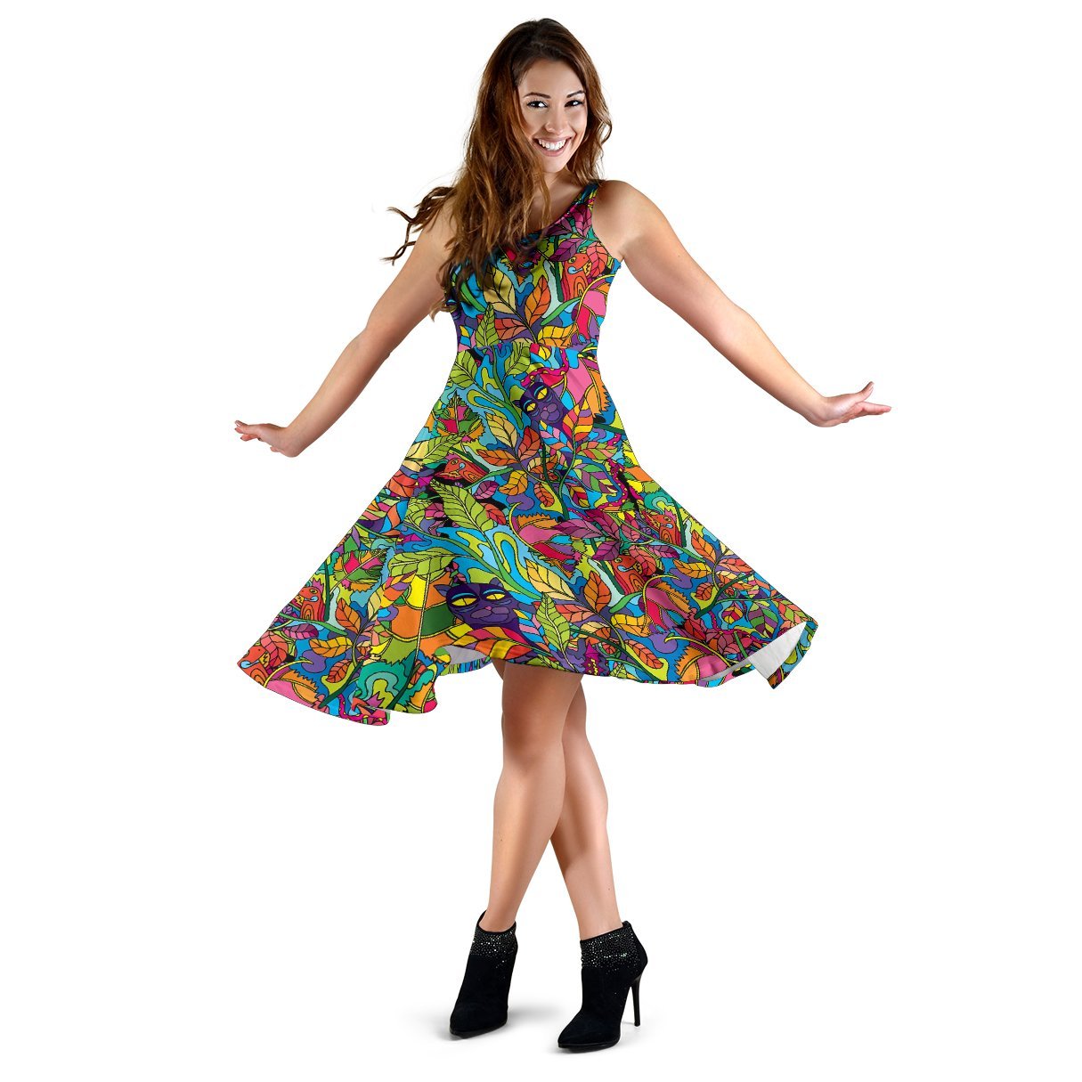 Pattern Print Trippy Dress-grizzshop