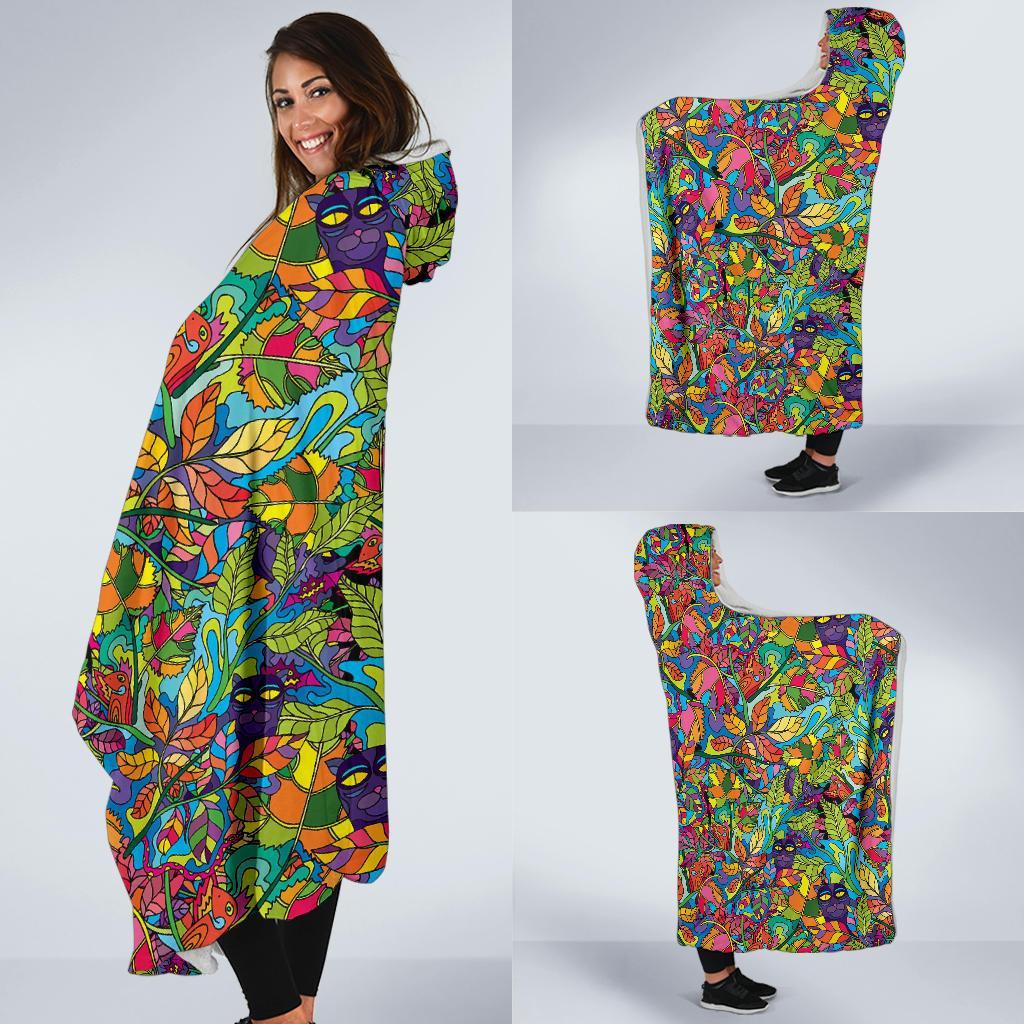 Pattern Print Trippy Hooded Blanket-grizzshop