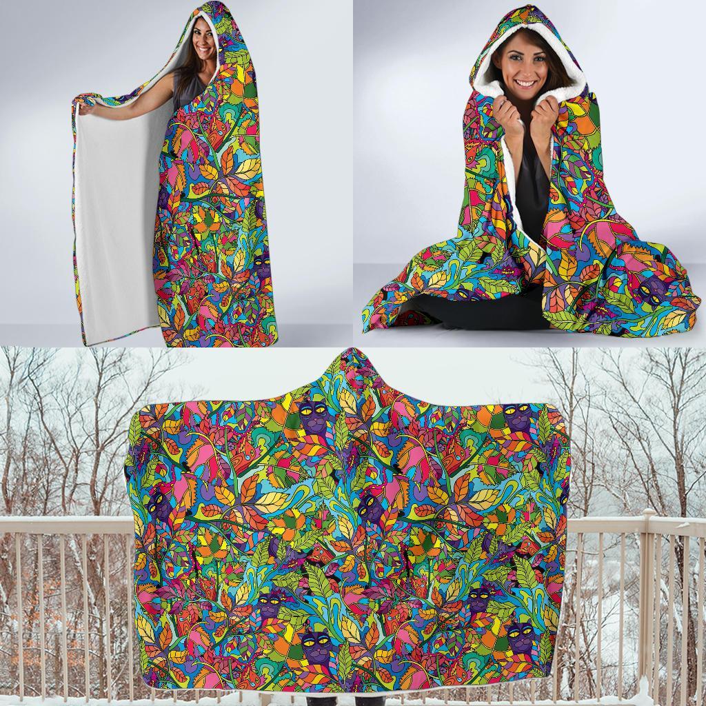 Pattern Print Trippy Hooded Blanket-grizzshop