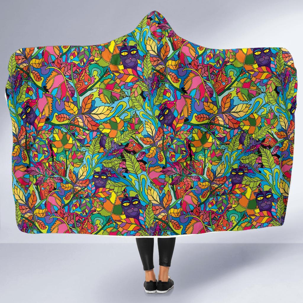 Pattern Print Trippy Hooded Blanket-grizzshop