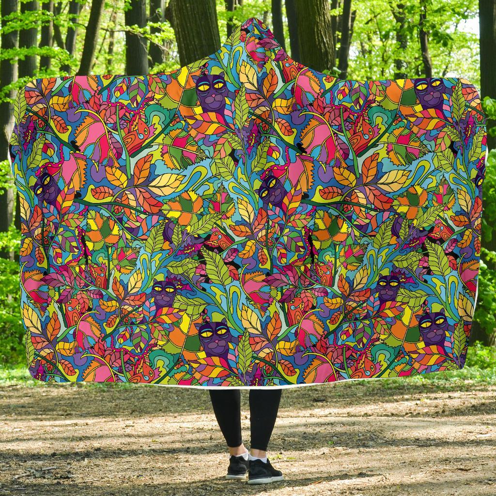 Pattern Print Trippy Hooded Blanket-grizzshop