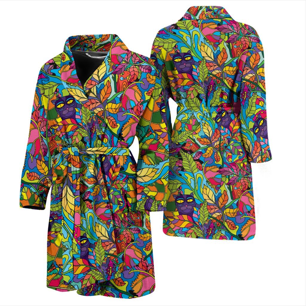 Pattern Print Trippy Men Long Robe-grizzshop