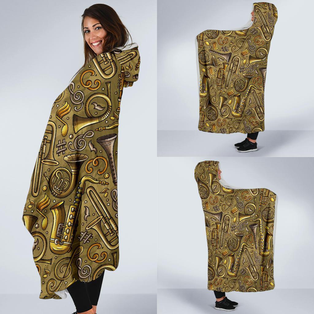 Pattern Print Trumpet Hooded Blanket-grizzshop