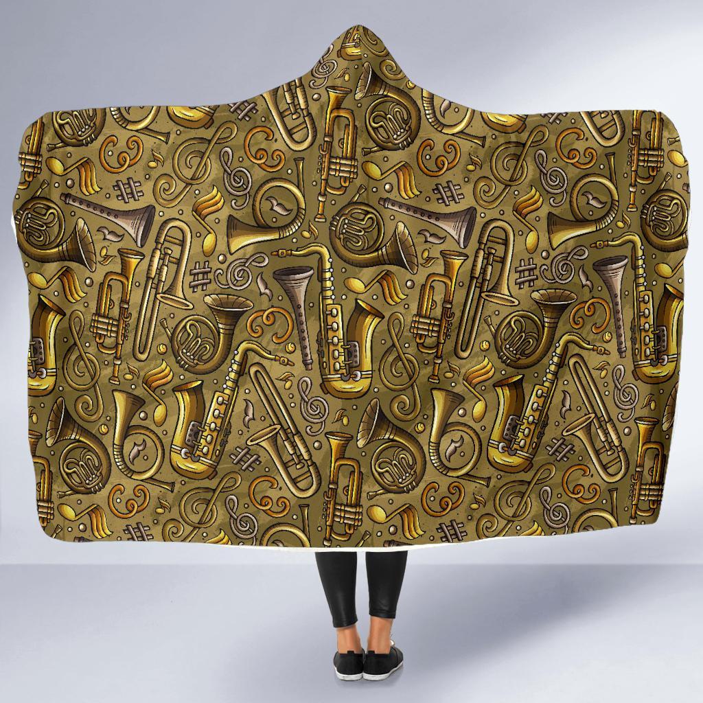 Pattern Print Trumpet Hooded Blanket-grizzshop