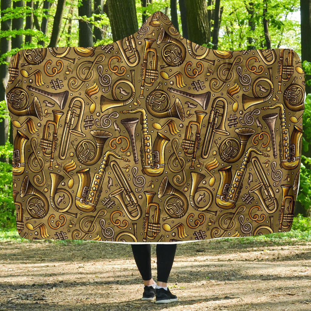 Pattern Print Trumpet Hooded Blanket-grizzshop