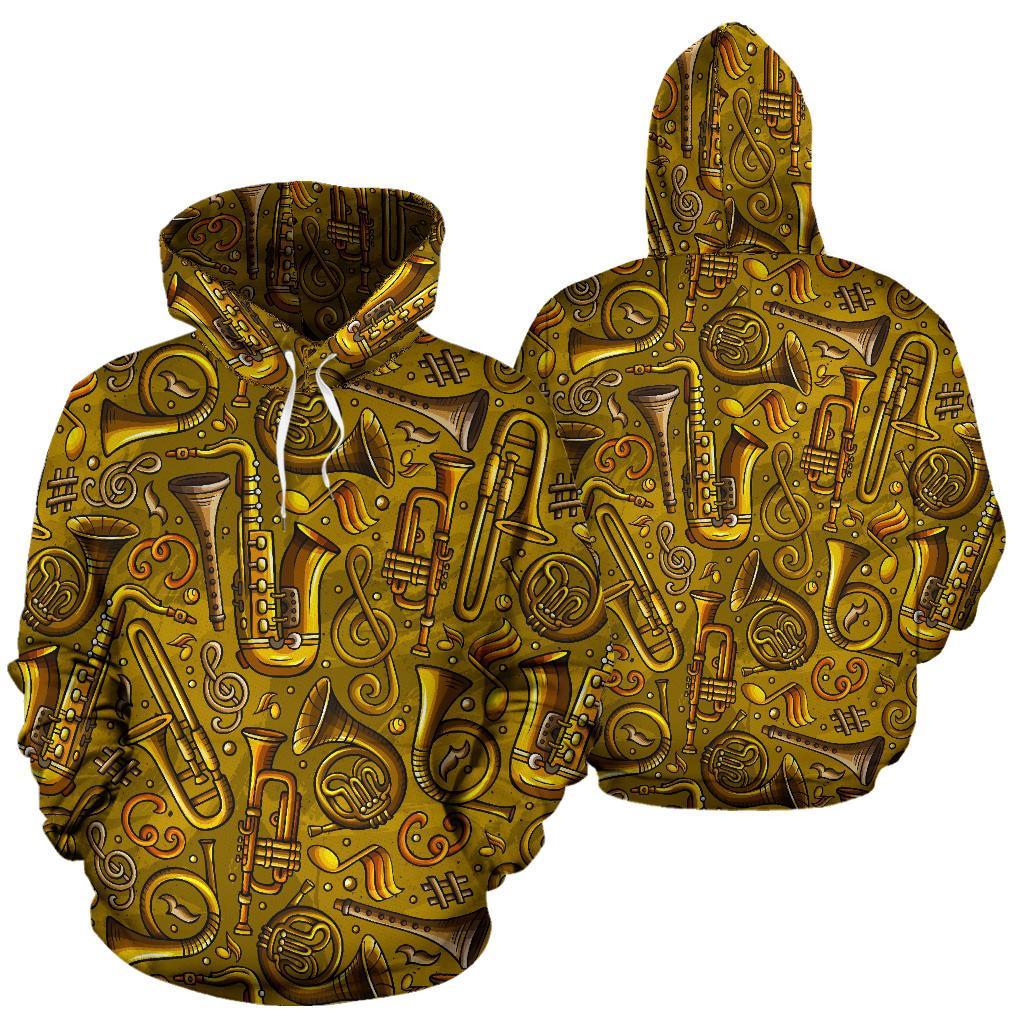 Pattern Print Trumpet Men Women Pullover Hoodie-grizzshop