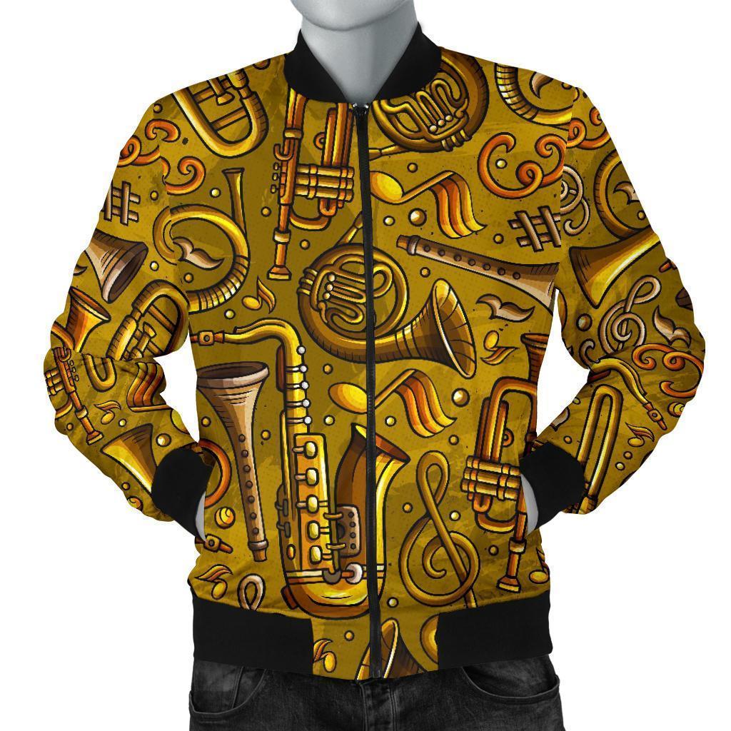 Pattern Print Trumpet Men's Bomber Jacket-grizzshop