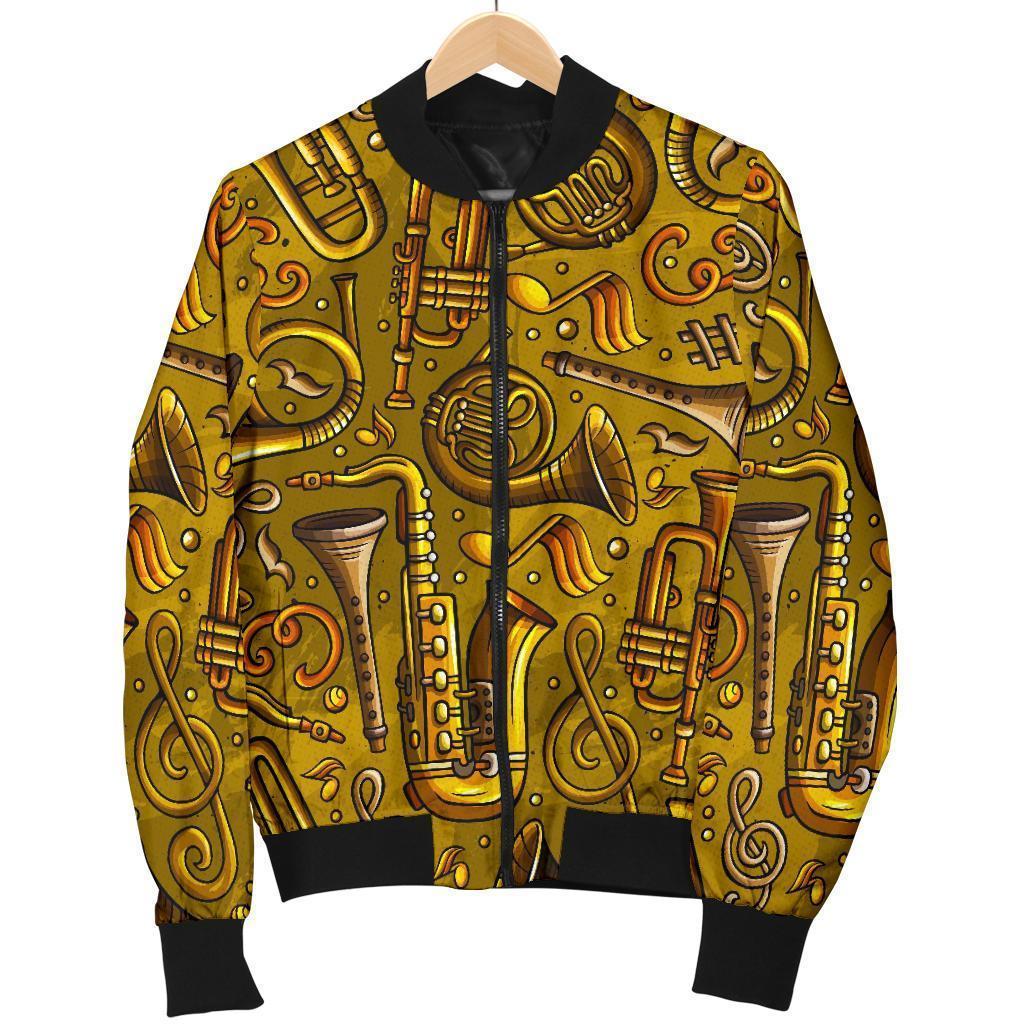 Pattern Print Trumpet Men's Bomber Jacket-grizzshop