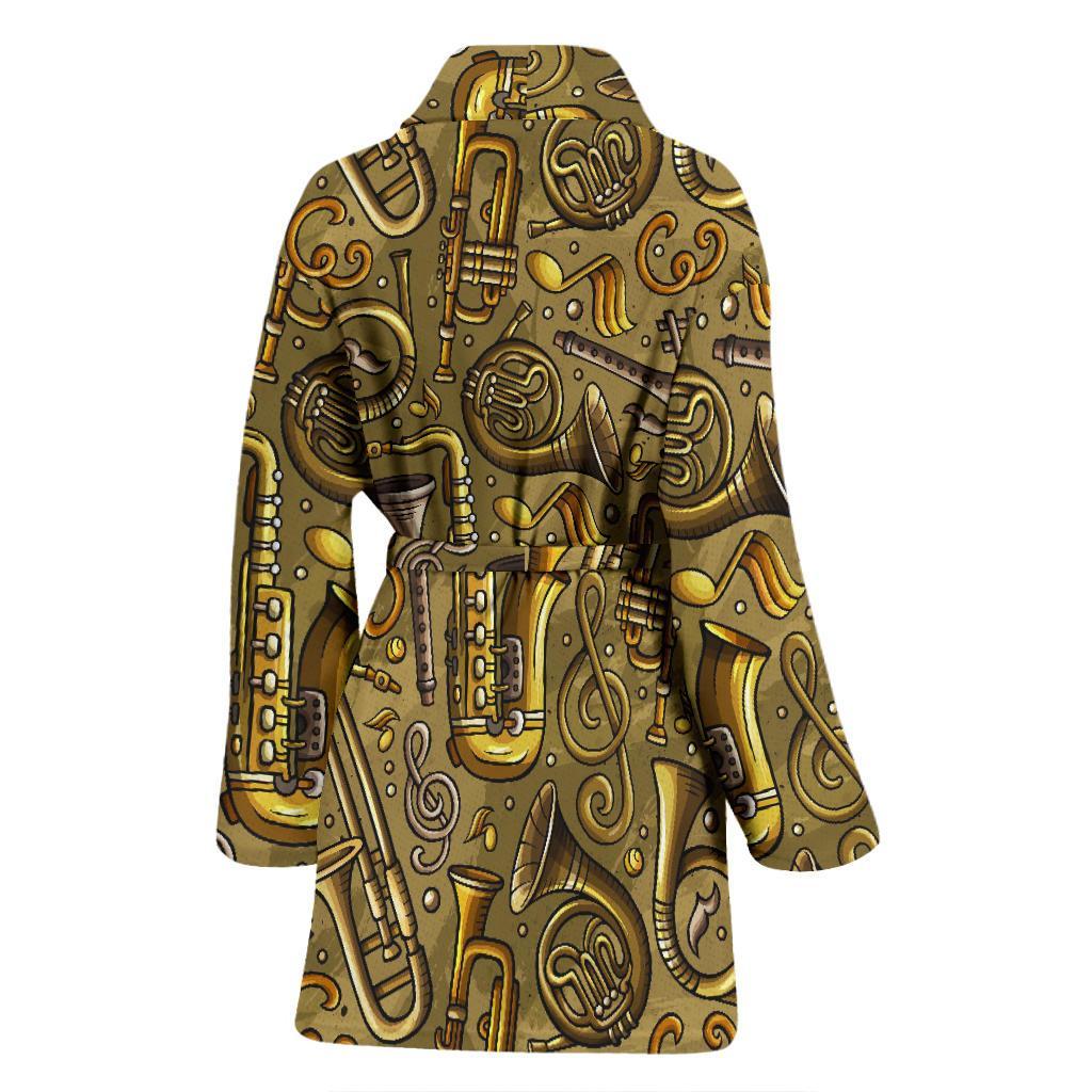 Pattern Print Trumpet Women Long Robe-grizzshop