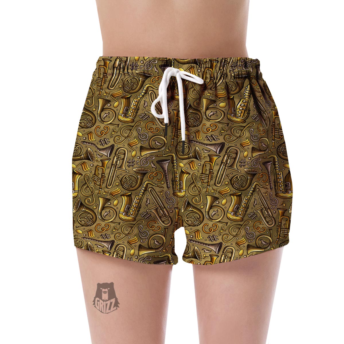 Pattern Print Trumpet Women's Shorts-grizzshop