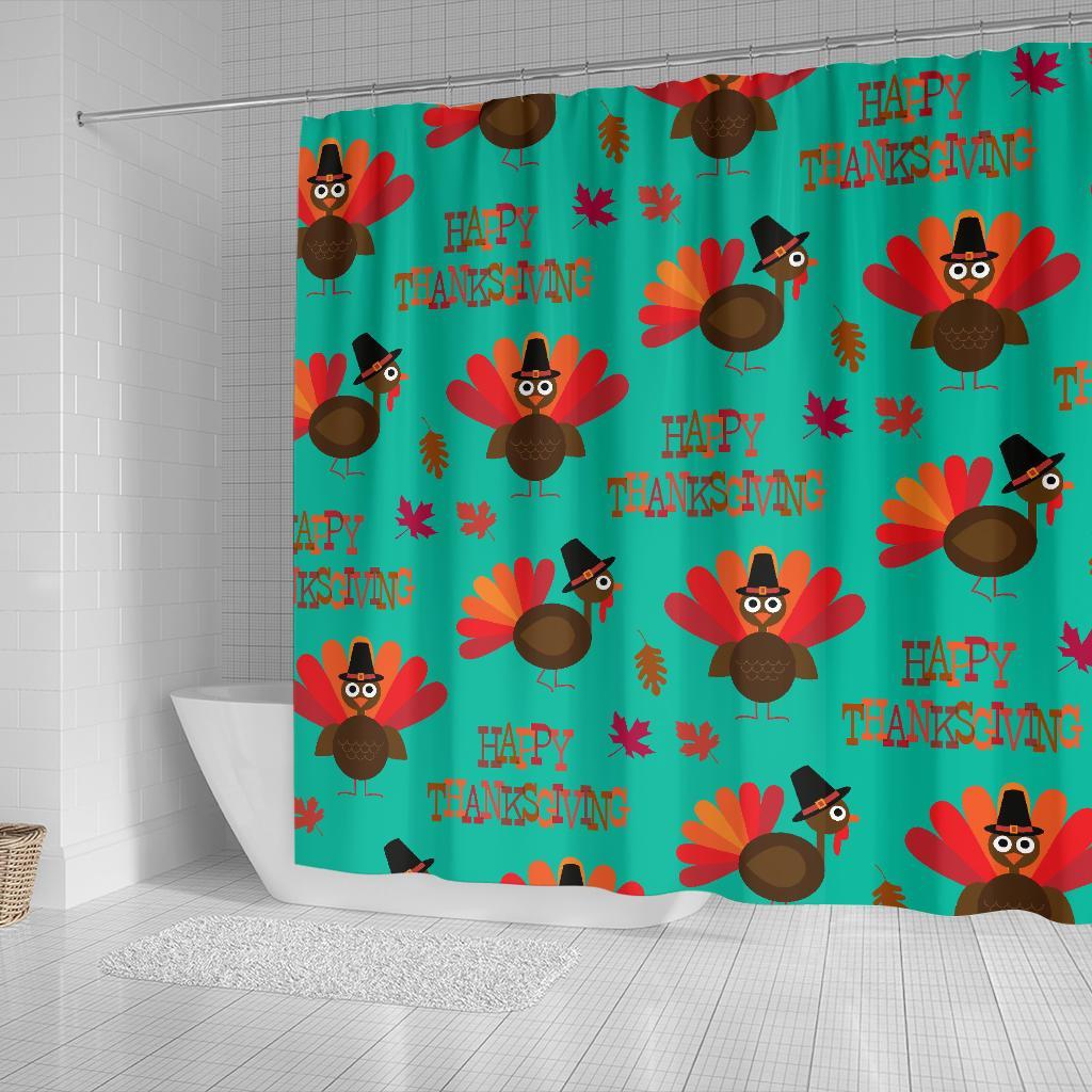 Pattern Print Turkey Thankgiving Bathroom Shower Curtain-grizzshop