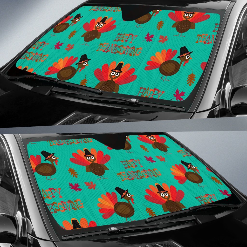 Pattern Print Turkey Thankgiving Car Sun Shade-grizzshop