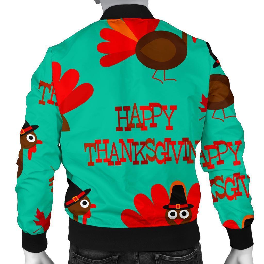 Pattern Print Turkey Thankgiving Men's Bomber Jacket-grizzshop