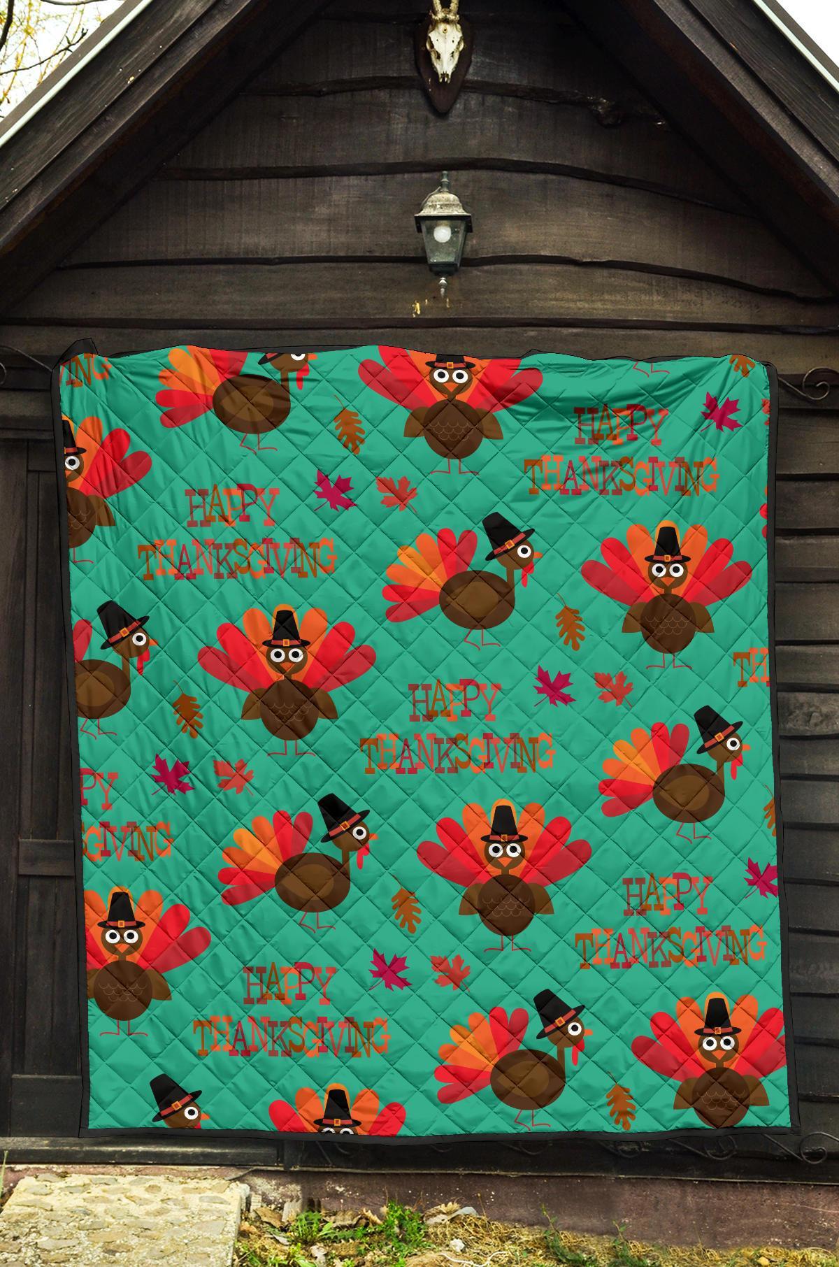 Pattern Print Turkey Thankgiving Quilt-grizzshop