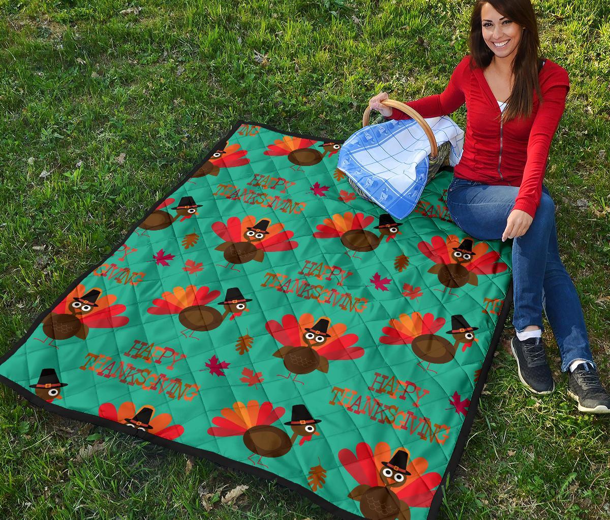 Pattern Print Turkey Thankgiving Quilt-grizzshop