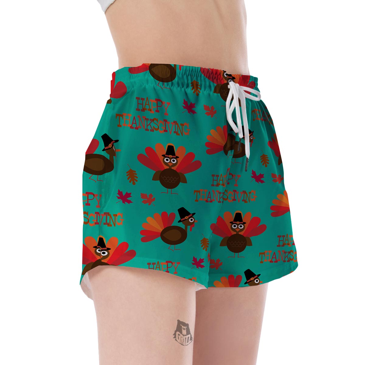 Pattern Print Turkey Thankgiving Women's Shorts-grizzshop