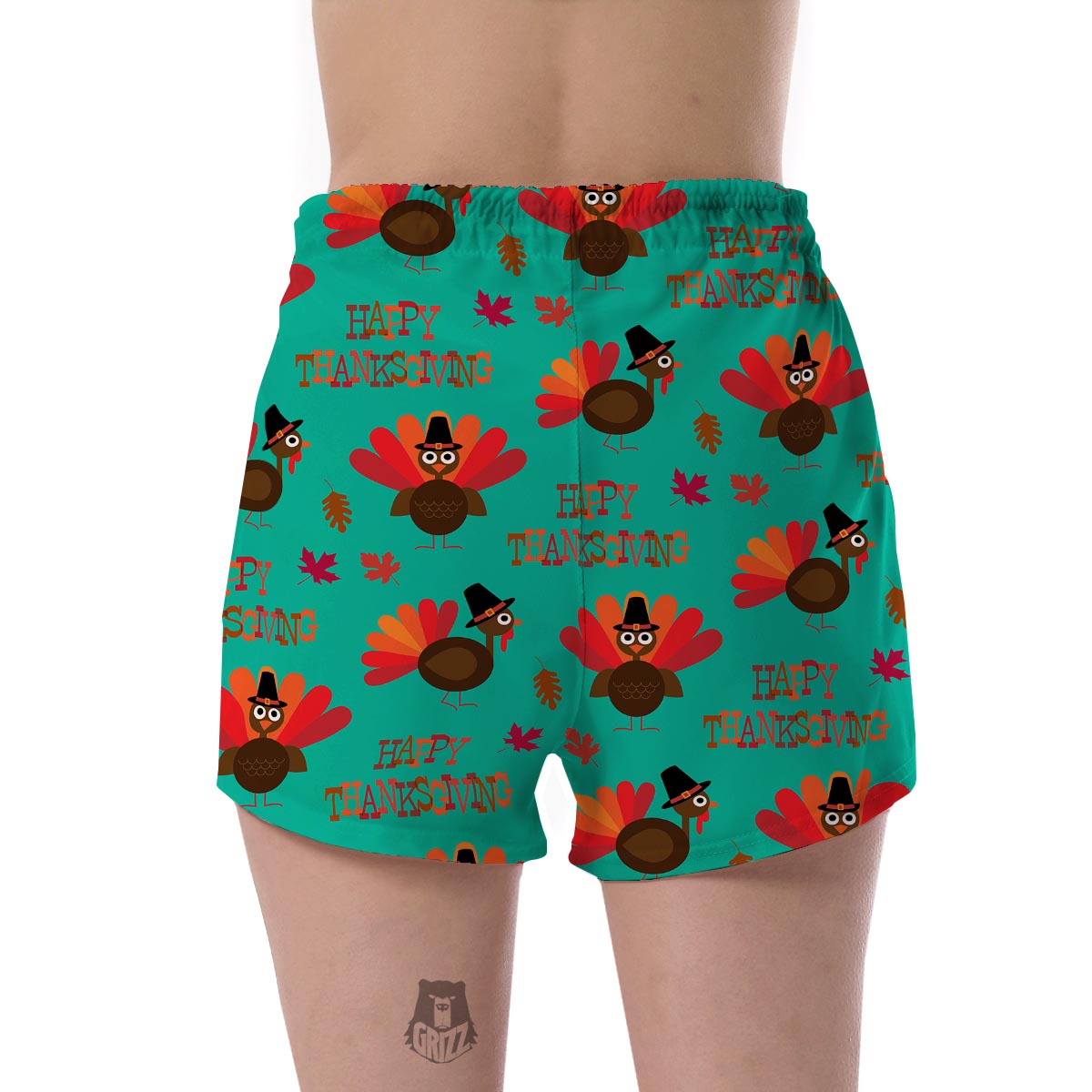 Pattern Print Turkey Thankgiving Women's Shorts-grizzshop