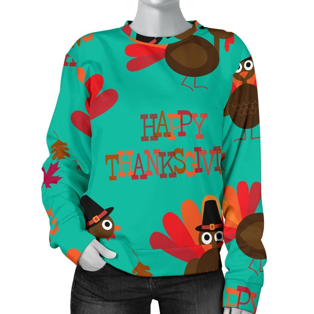 Pattern Print Turkey Thankgiving Women's Sweatshirt-grizzshop