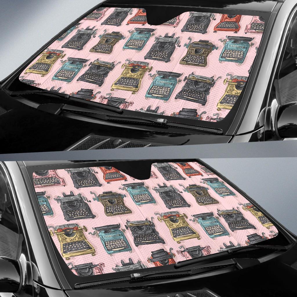 Pattern Print Typewriter Car Sun Shade-grizzshop