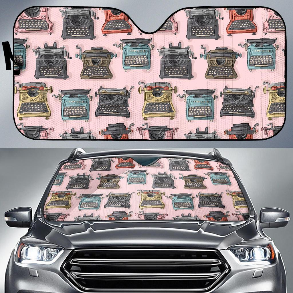 Pattern Print Typewriter Car Sun Shade-grizzshop