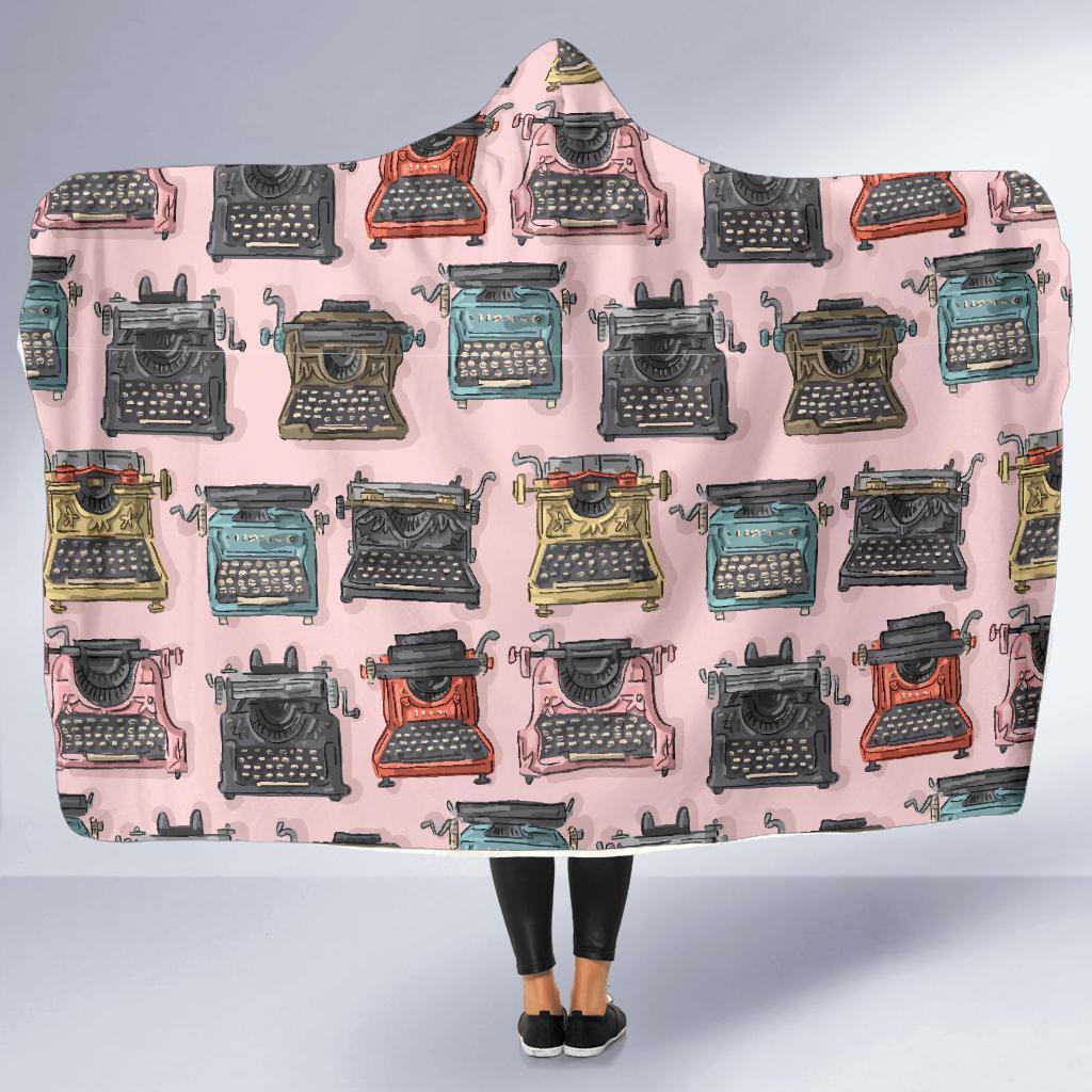 Pattern Print Typewriter Hooded Blanket-grizzshop