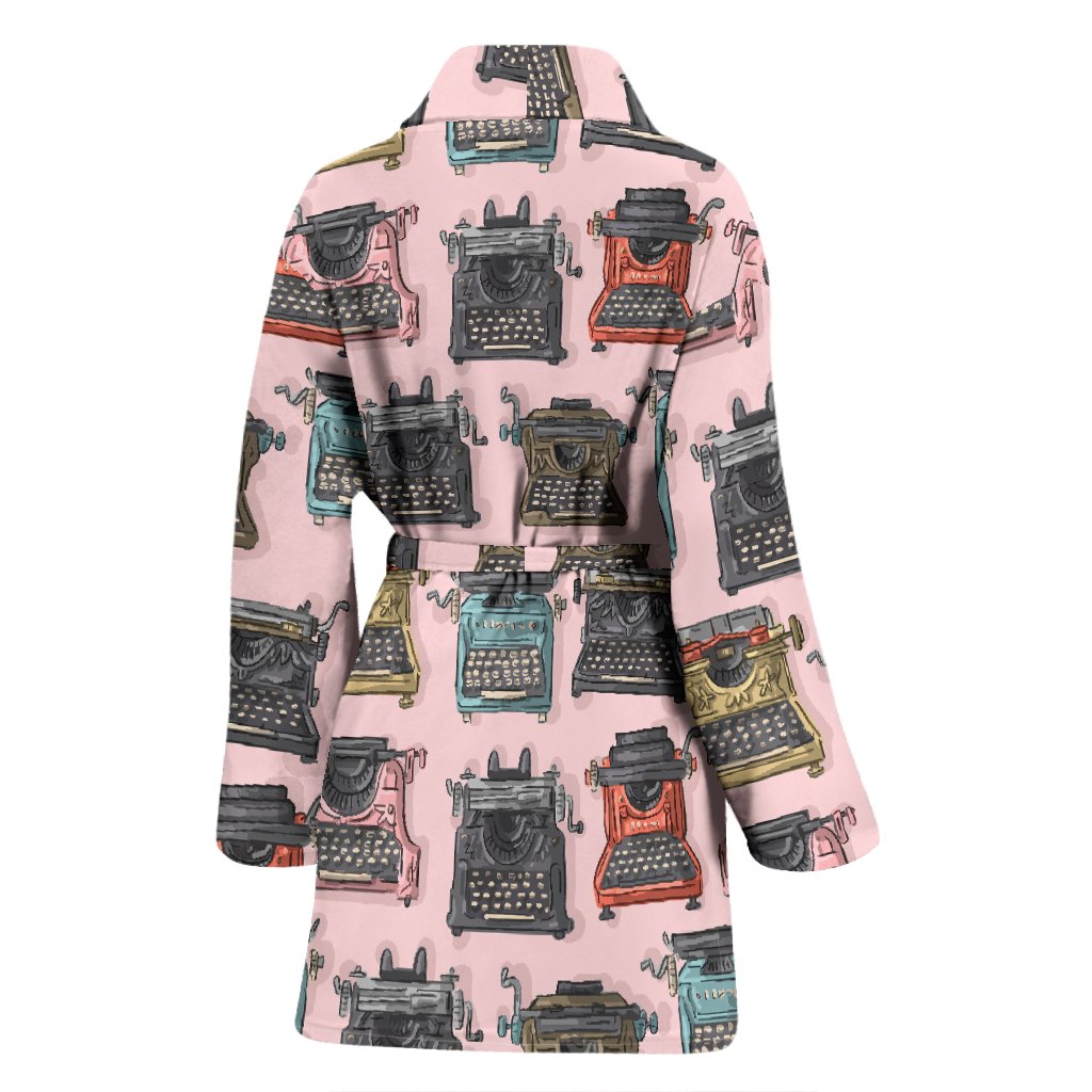 Pattern Print Typewriter Pattern Print Women Long Robe-grizzshop