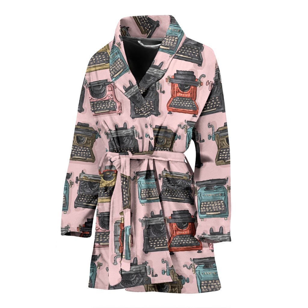Pattern Print Typewriter Pattern Print Women Long Robe-grizzshop