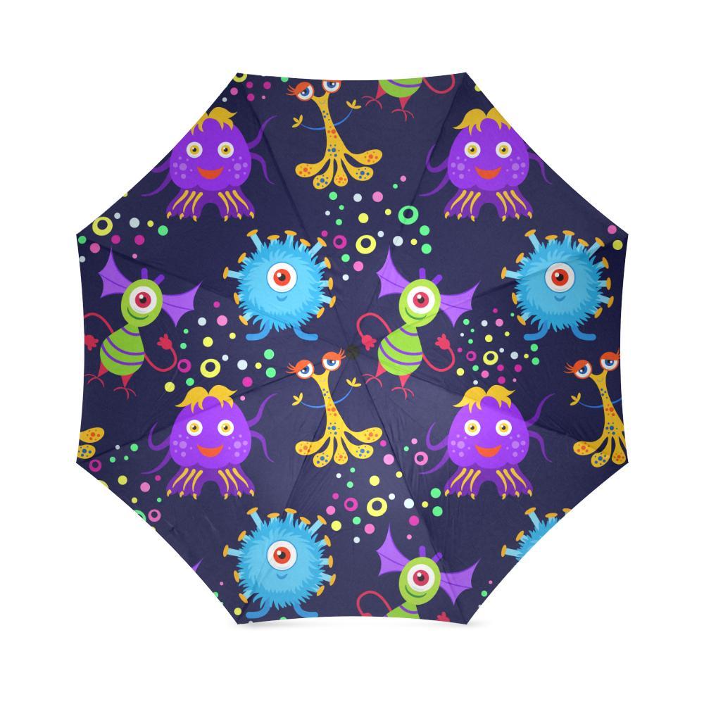 Pattern Print Ufo Alien Foldable Umbrella-grizzshop