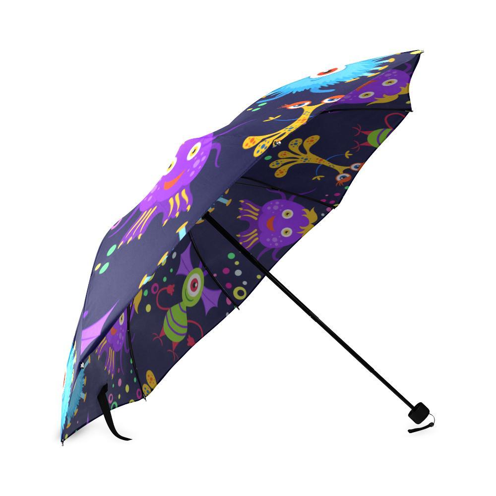 Pattern Print Ufo Alien Foldable Umbrella-grizzshop