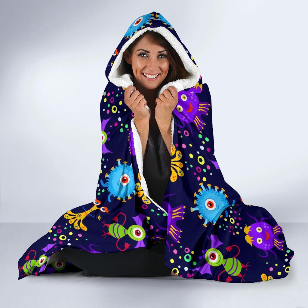 Pattern Print Ufo Alien Hooded Blanket-grizzshop