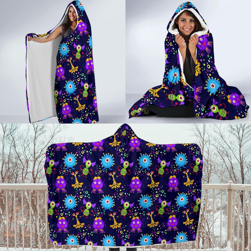 Pattern Print Ufo Alien Hooded Blanket-grizzshop