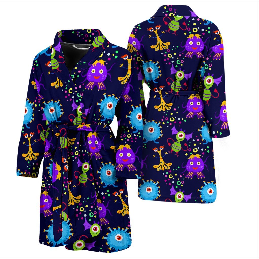 Pattern Print Ufo Alien Men Long Robe-grizzshop