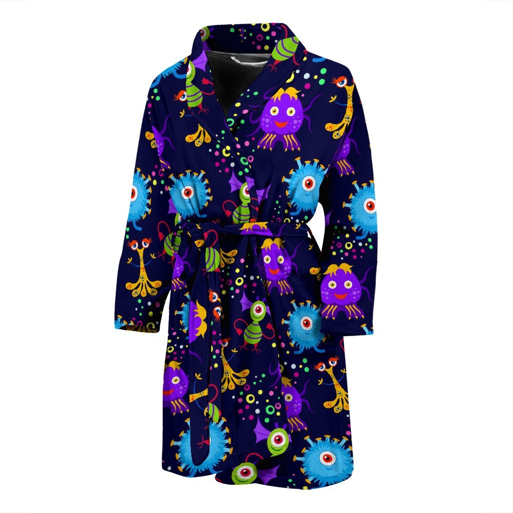 Pattern Print Ufo Alien Men Long Robe-grizzshop