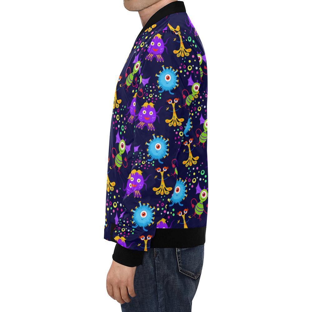 Pattern Print Ufo Alien Men's Bomber Jacket-grizzshop