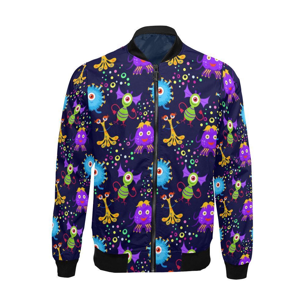 Pattern Print Ufo Alien Men's Bomber Jacket-grizzshop