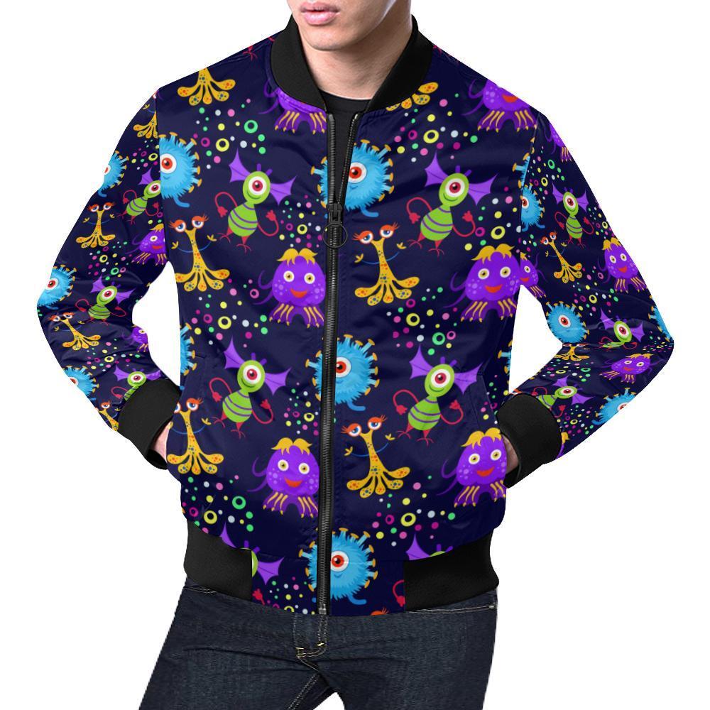 Pattern Print Ufo Alien Men's Bomber Jacket-grizzshop