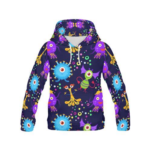 Pattern Print Ufo Alien Print Women Pullover Hoodie-grizzshop