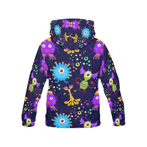 Pattern Print Ufo Alien Print Women Pullover Hoodie-grizzshop