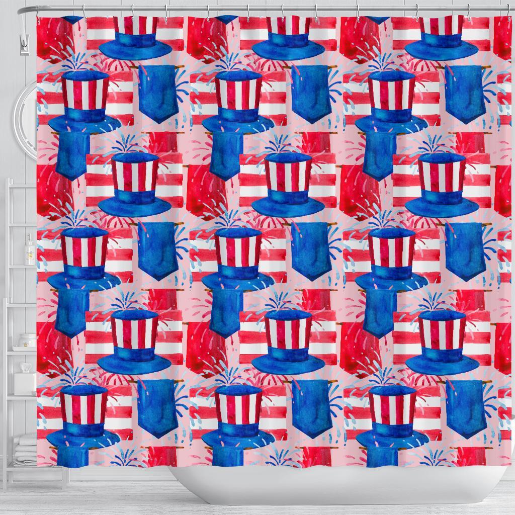 Pattern Print Uncle Sam Bathroom Shower Curtain-grizzshop