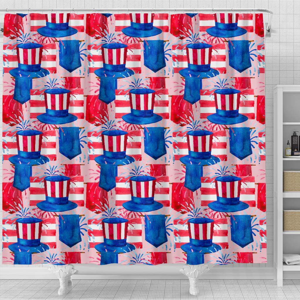 Pattern Print Uncle Sam Bathroom Shower Curtain-grizzshop