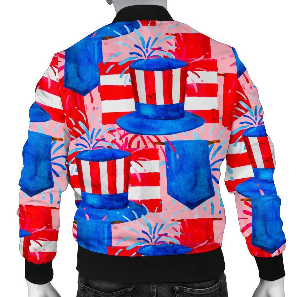 Pattern Print Uncle Sam Men's Bomber Jacket-grizzshop