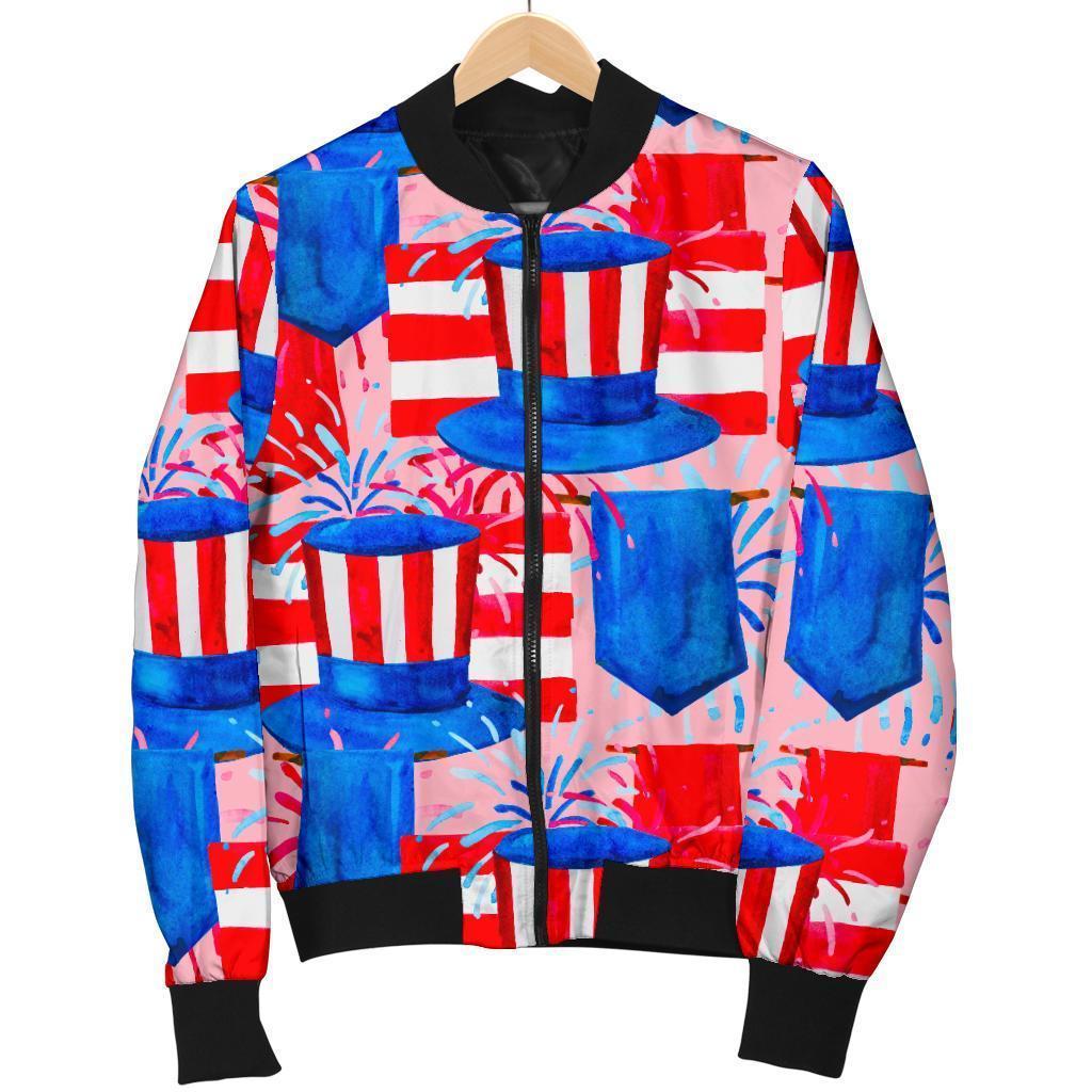 Pattern Print Uncle Sam Men's Bomber Jacket-grizzshop