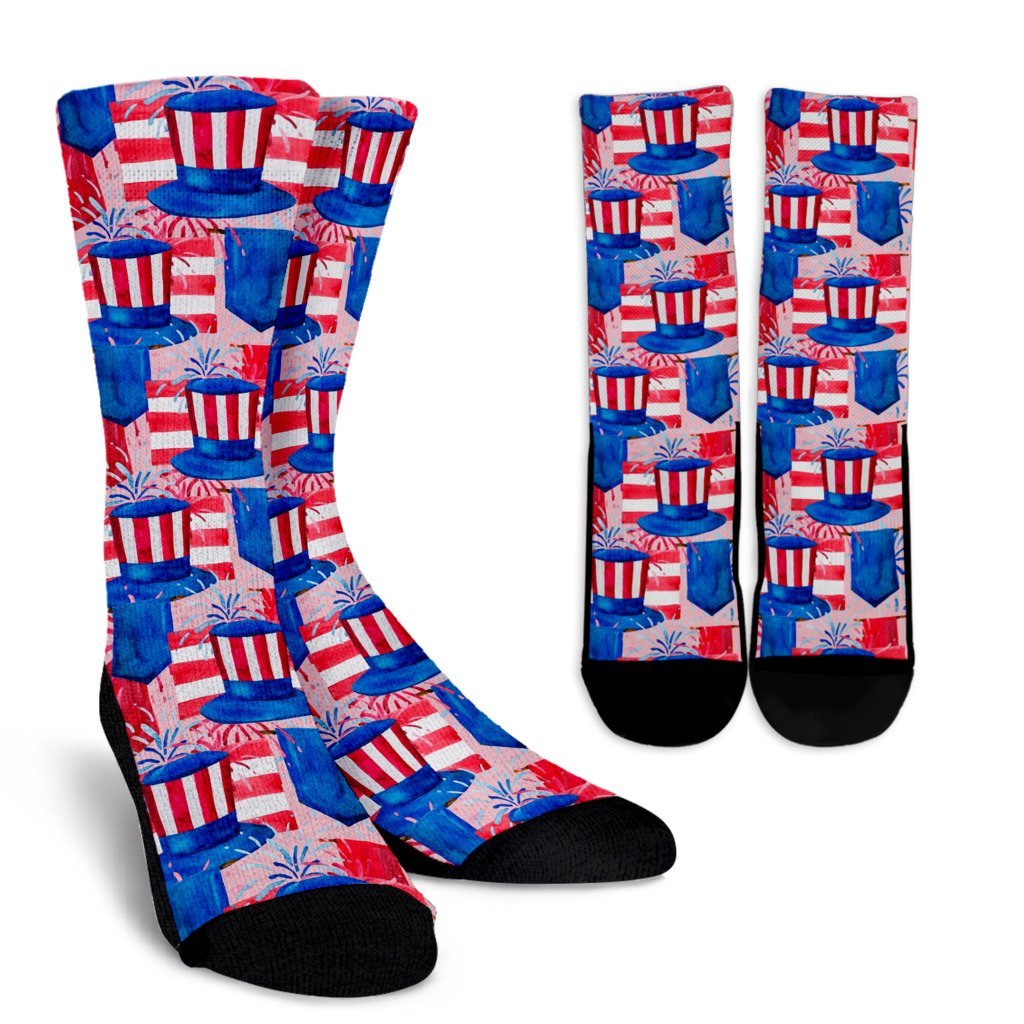 Pattern Print Uncle Sam Unisex Crew Socks-grizzshop